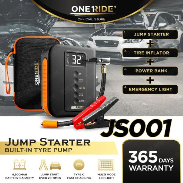 ONERIDE Versatile 4 in 1 Car Jump Starter & Tire Inflator