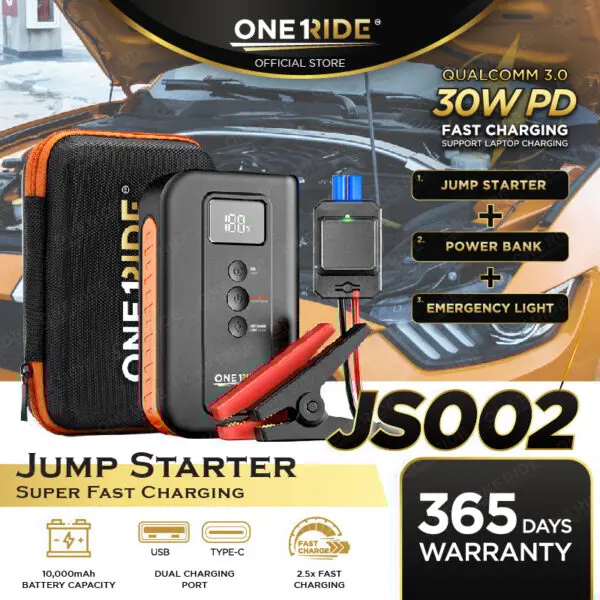 ONERIDE Powerful 3-in-1 Jump Starter & Powerbank