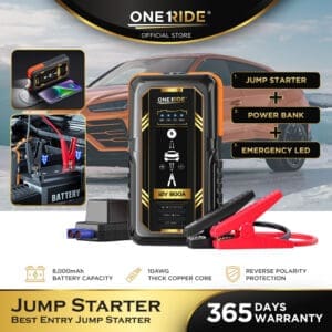 ONERIDE JS005 Jump Starter, Powerbank, Clamps and Emergency LED